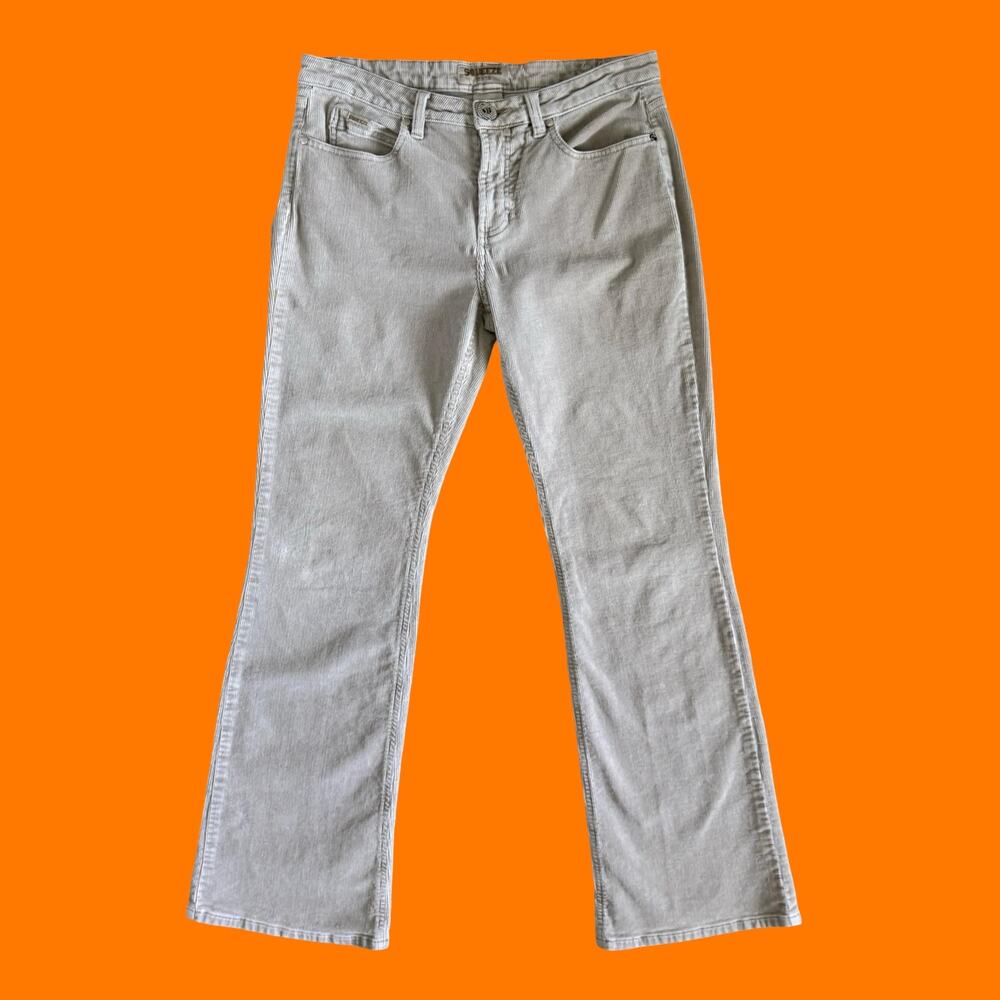 90's 00's vintage beige corduroy y2k flare pants Size 11/12 squeeze jeans